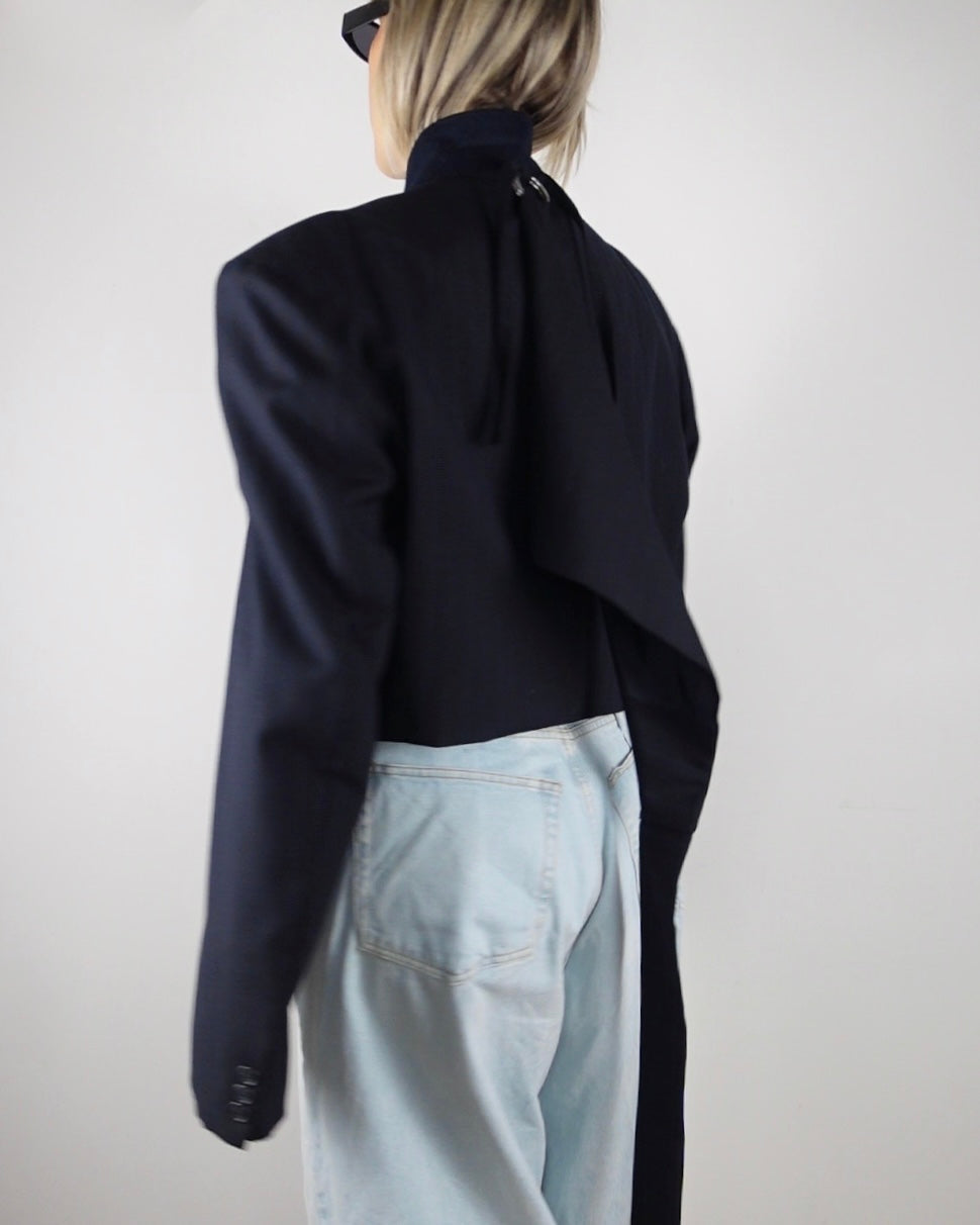 The Jane Jacket - Navy Pinstripe