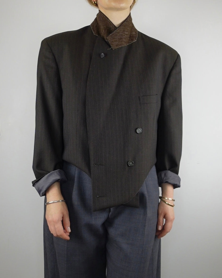 The Jane Jacket - Dark Brown Herringbone