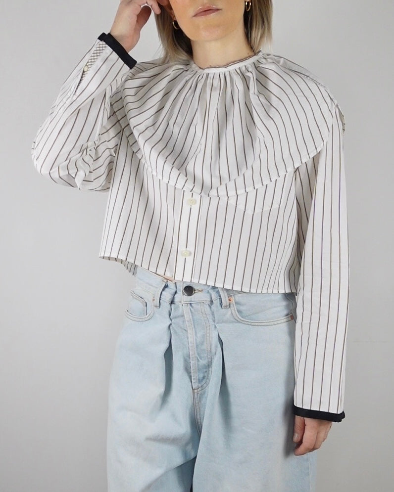 The Occasion Shirt - White and Brown Stripe