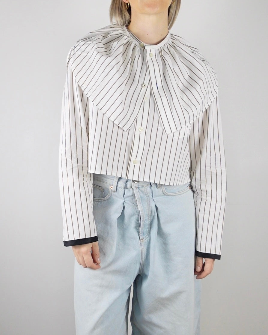 The Occasion Shirt - White and Brown Stripe