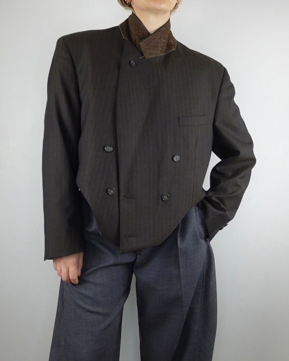 The Jane Jacket - Dark Brown Herringbone