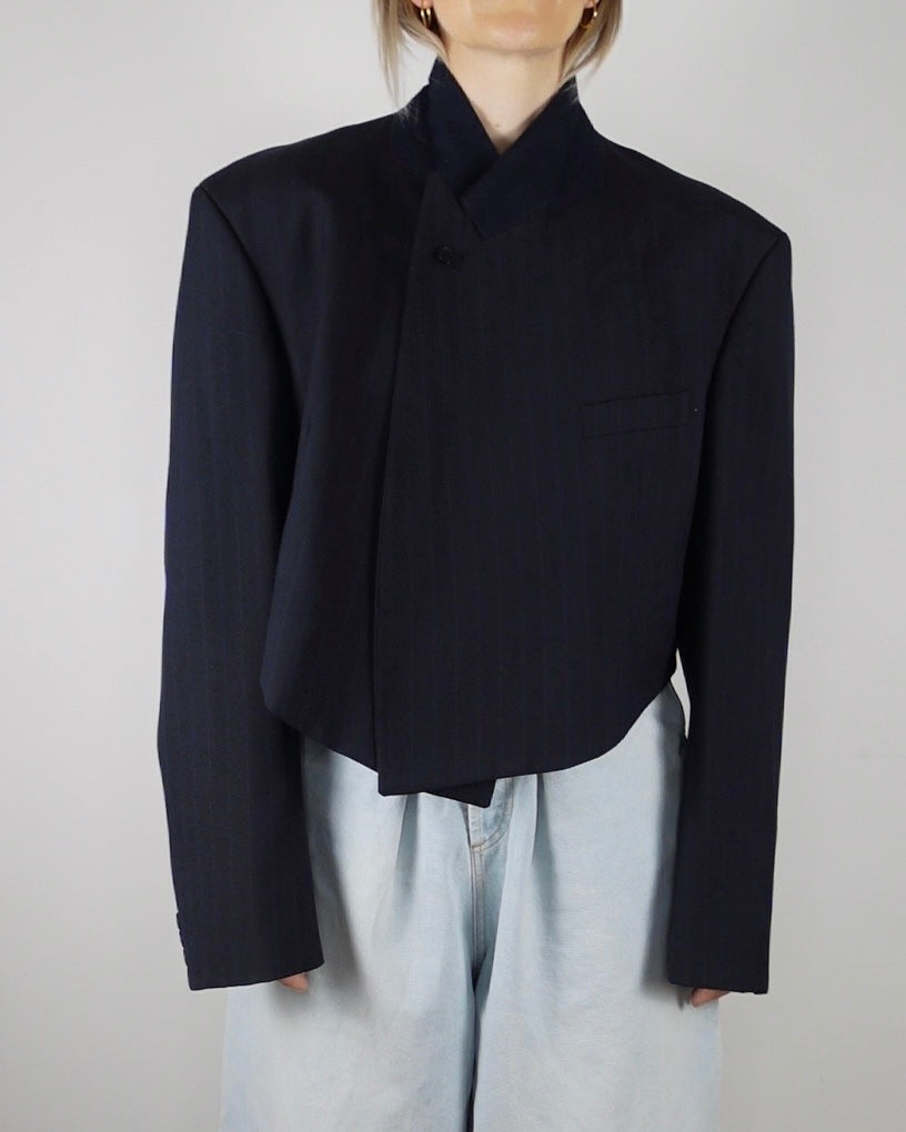 The Jane Jacket - Navy Pinstripe