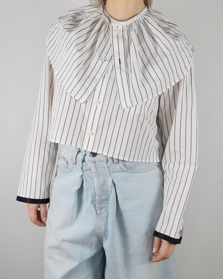 The Occasion Shirt - White and Brown Stripe