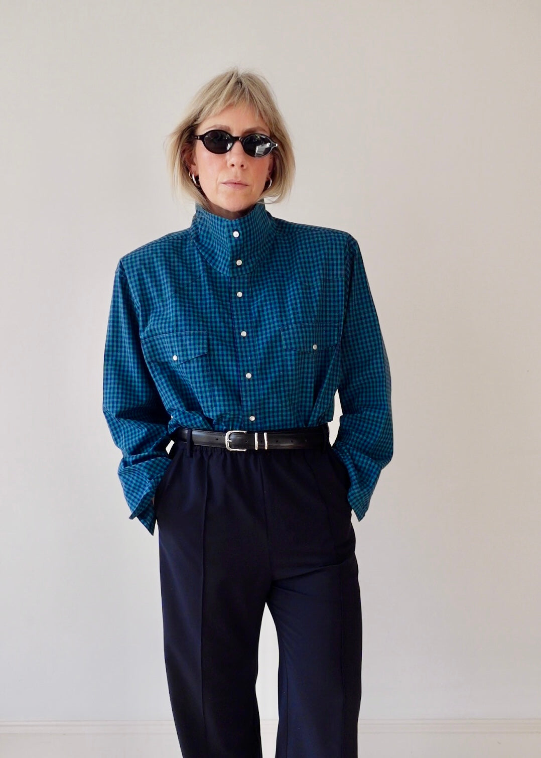 The Frame - Navy and Green Check