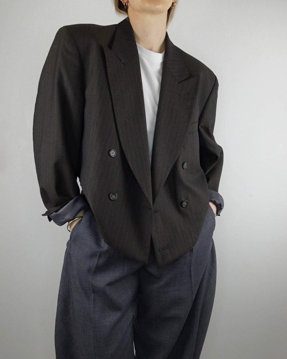 The Jane Jacket - Dark Brown Herringbone