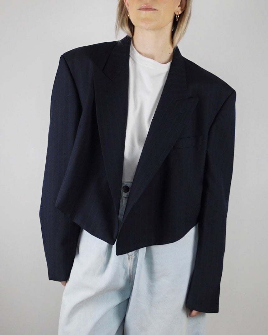 The Jane Jacket - Navy Pinstripe