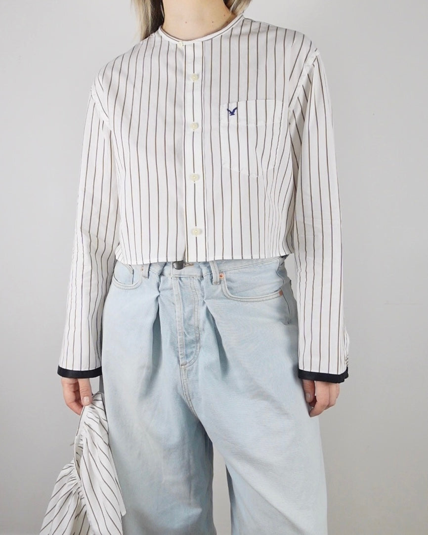 The Occasion Shirt - White and Brown Stripe