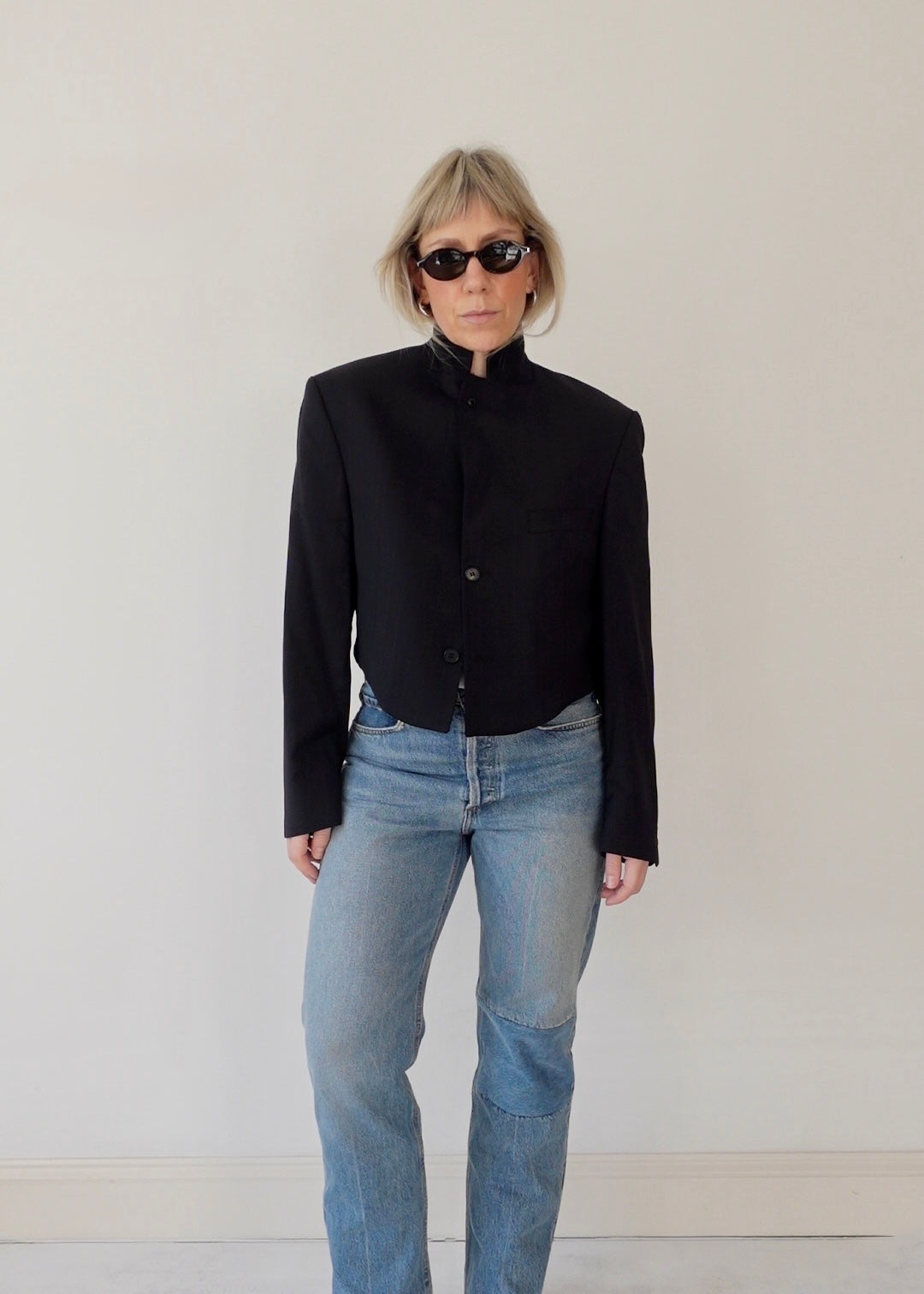 The Jane Jacket - Black Pinstripe