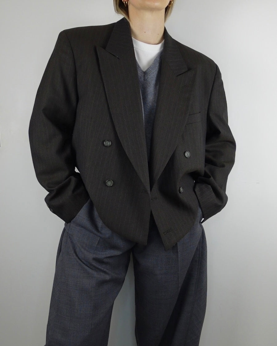 The Jane Jacket - Dark Brown Herringbone