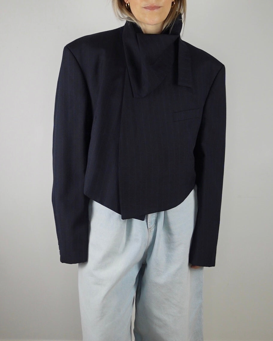 The Jane Jacket - Navy Pinstripe
