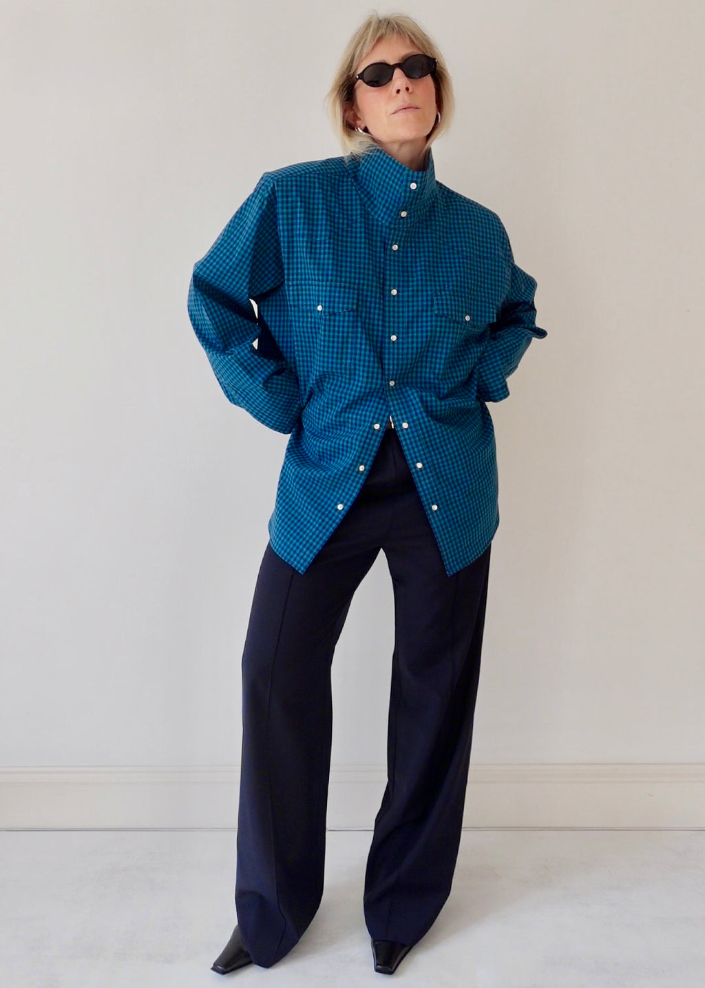 The Frame - Navy and Green Check