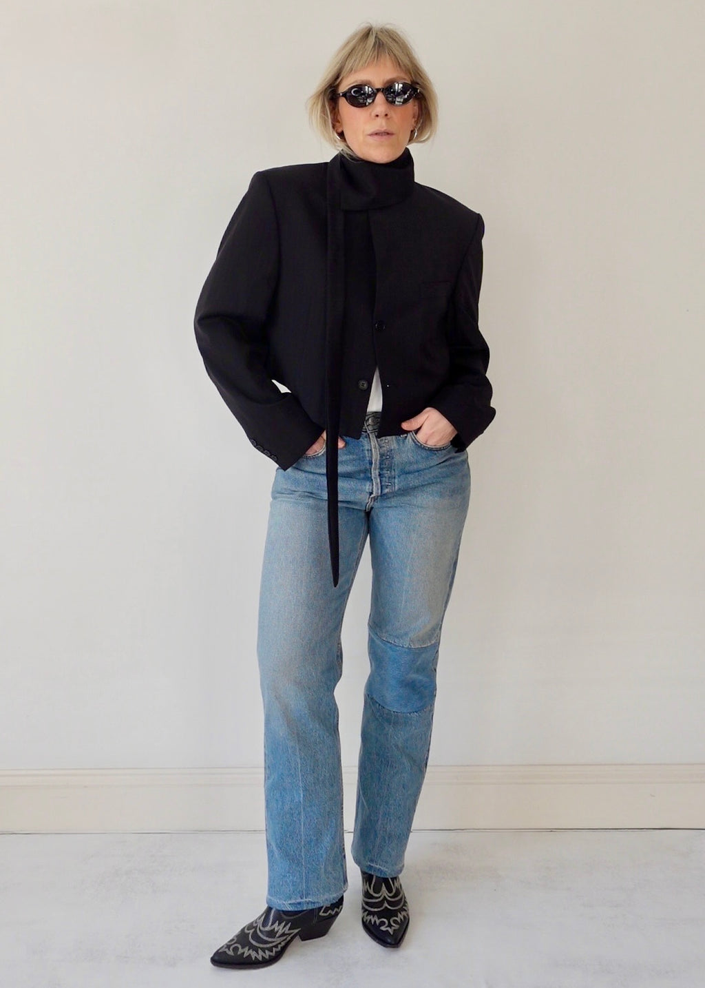 The Jane Jacket - Black Pinstripe