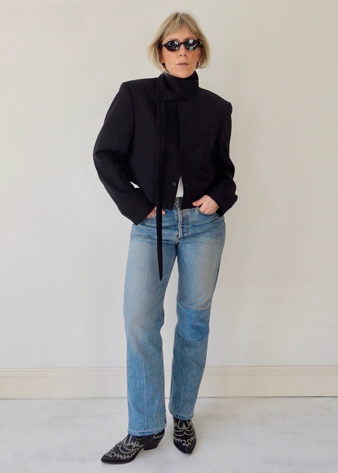 The Jane Jacket - Black Pinstripe
