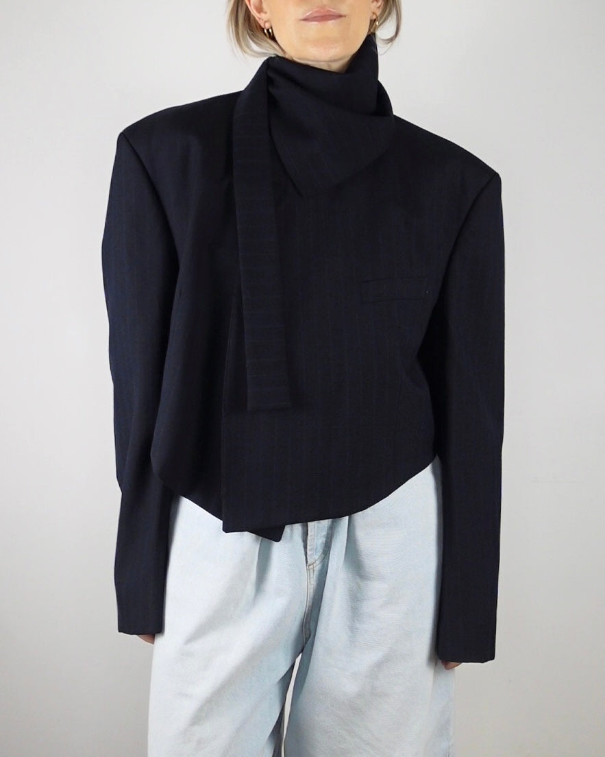 The Jane Jacket - Navy Pinstripe